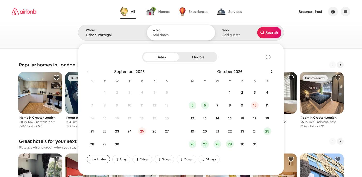 Airbnb — Date picker