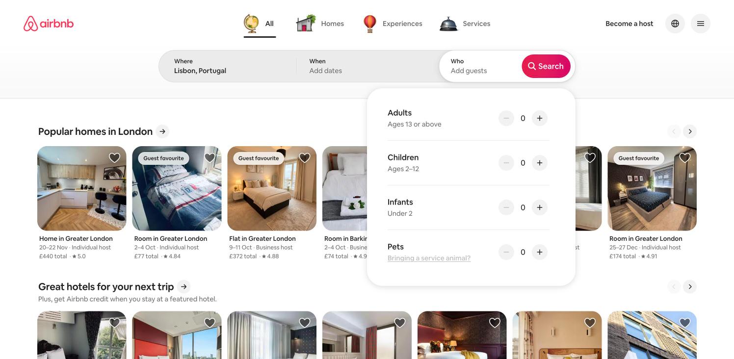 Airbnb — Guests picker