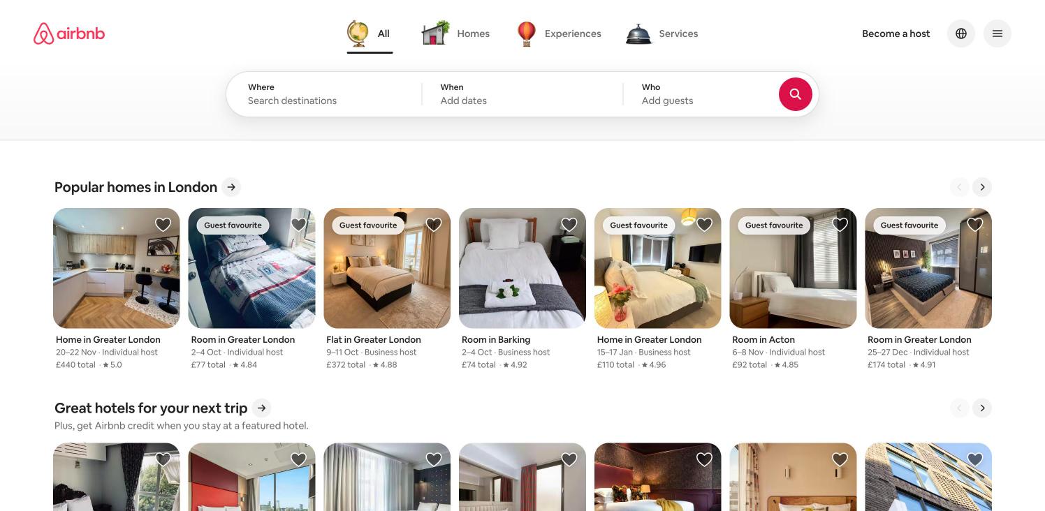 Airbnb — Home, logged out