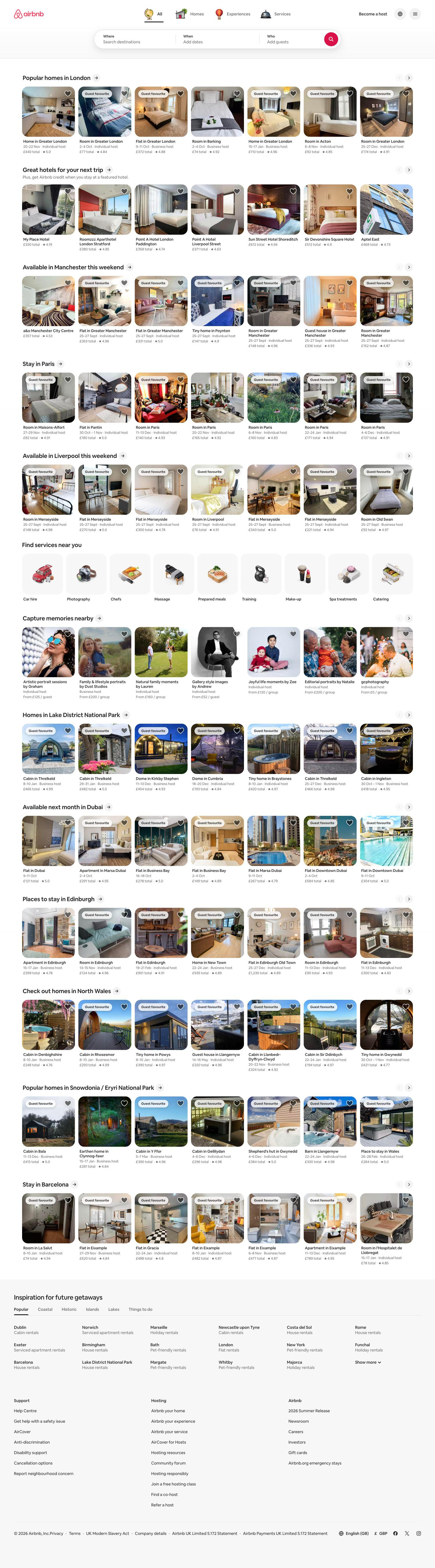 Airbnb — Homepage