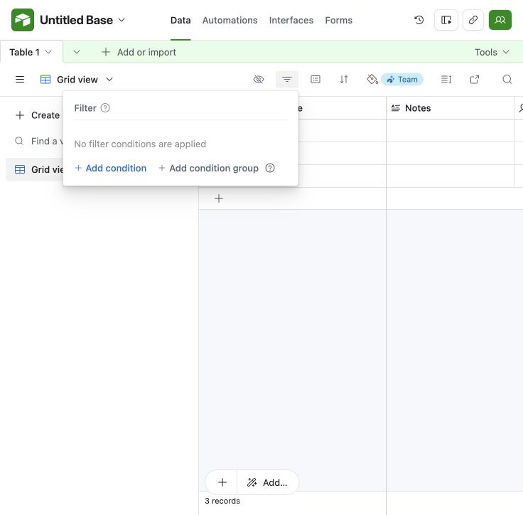 Airtable — Filter records