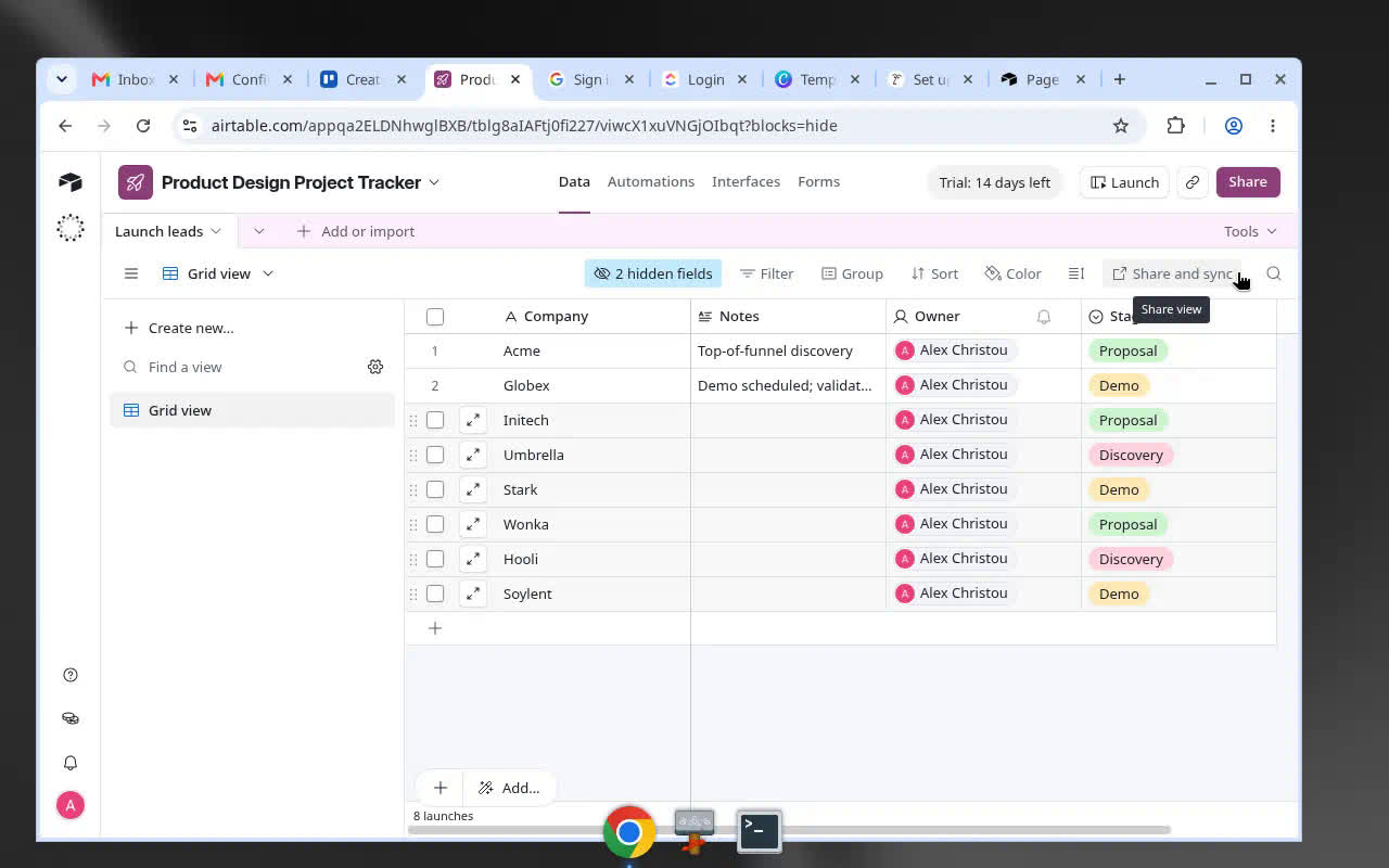 Airtable — Grid after edit