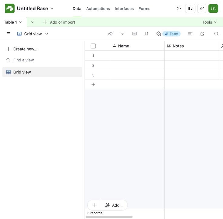 Airtable Blank base
