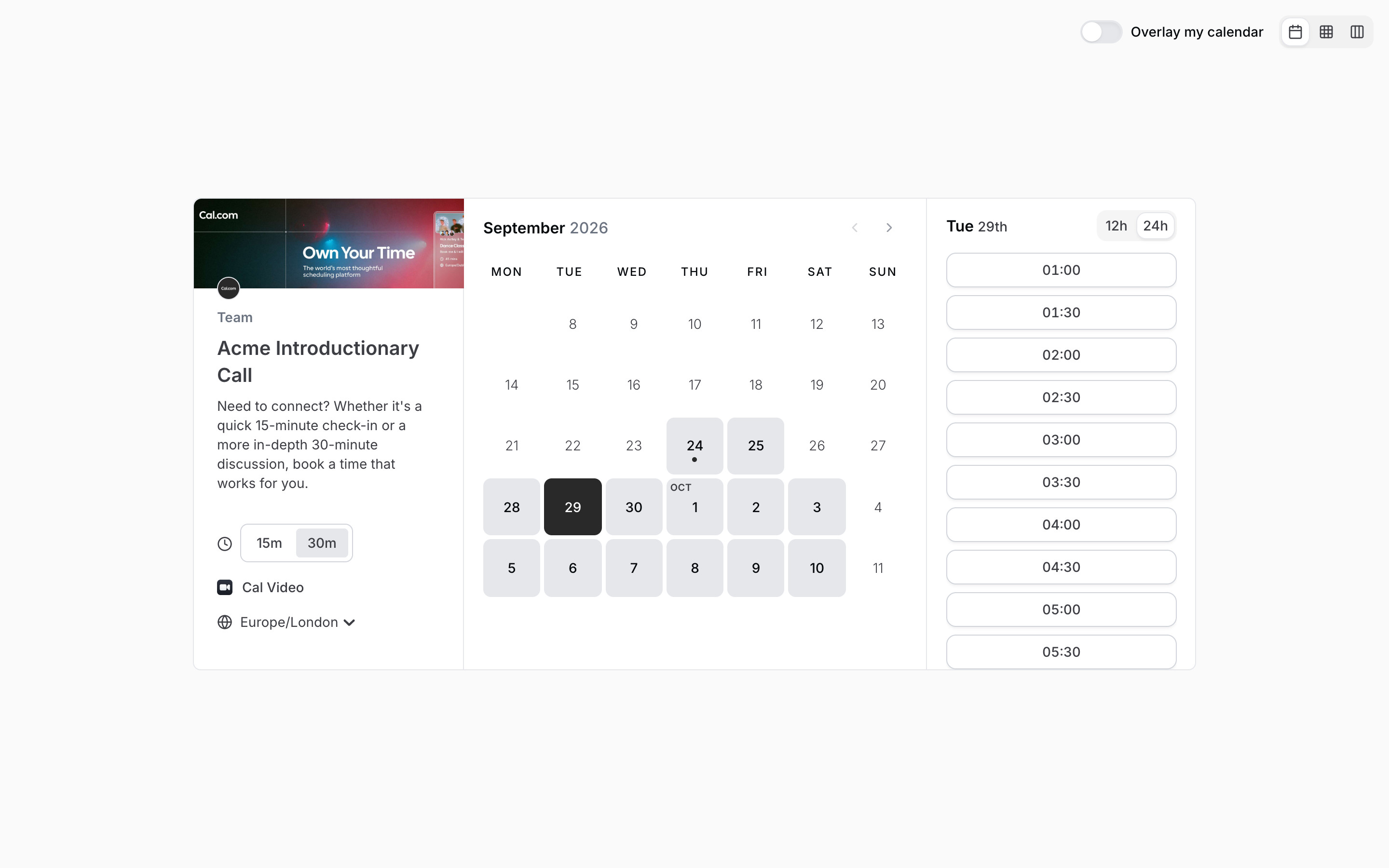 Cal.com — 30-minute duration