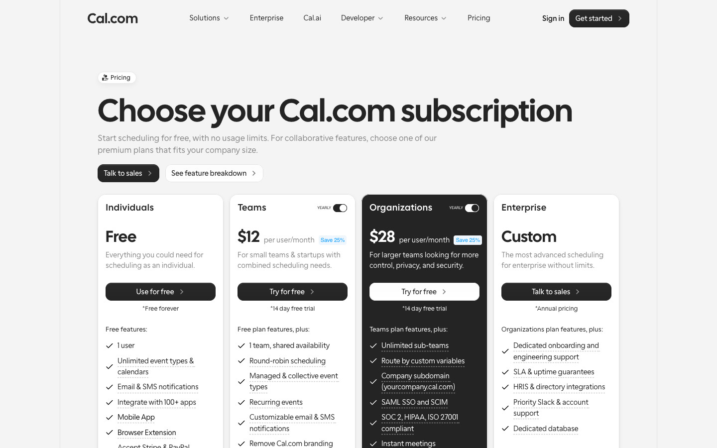 Cal.com Pricing