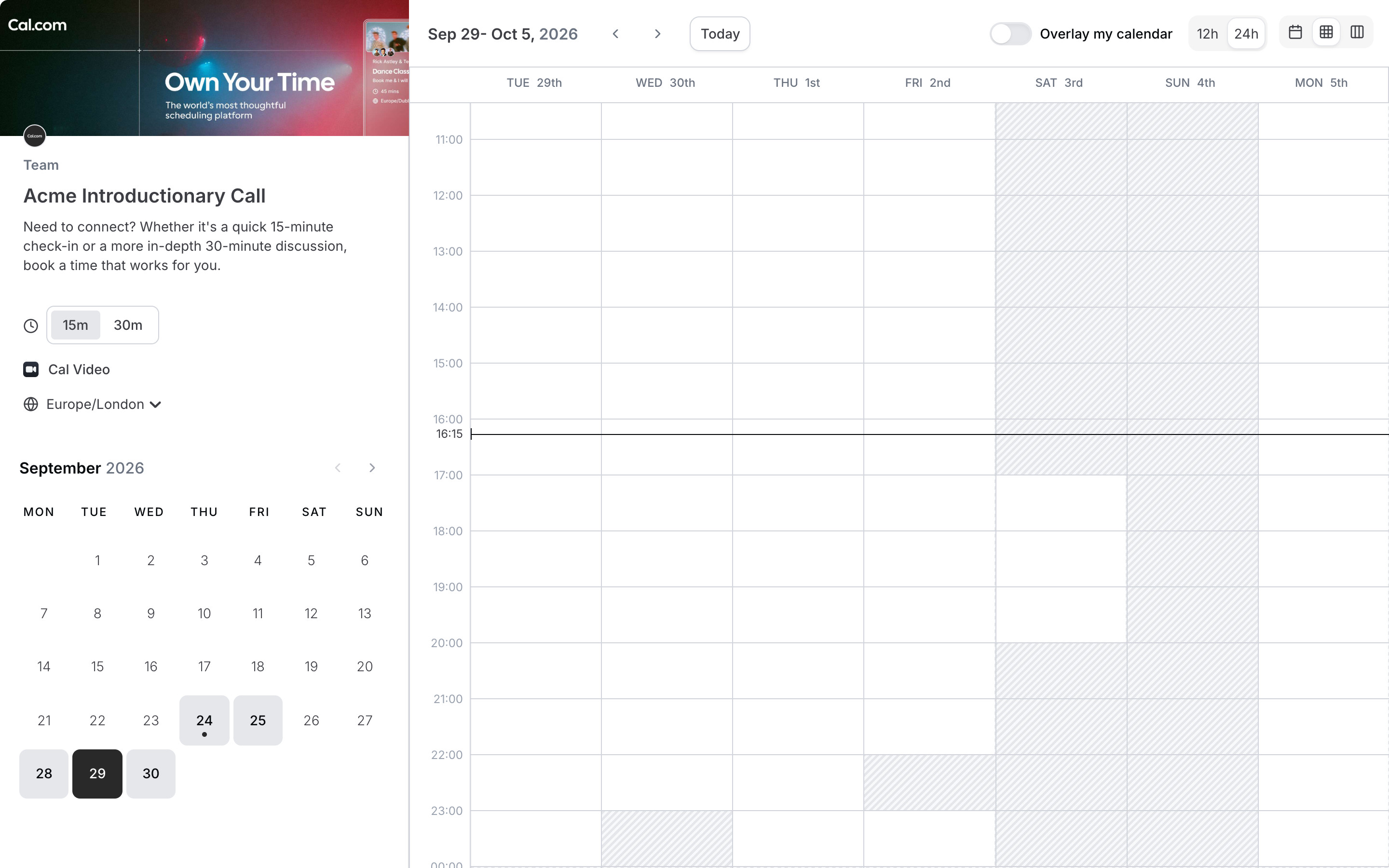 Cal.com — Week view