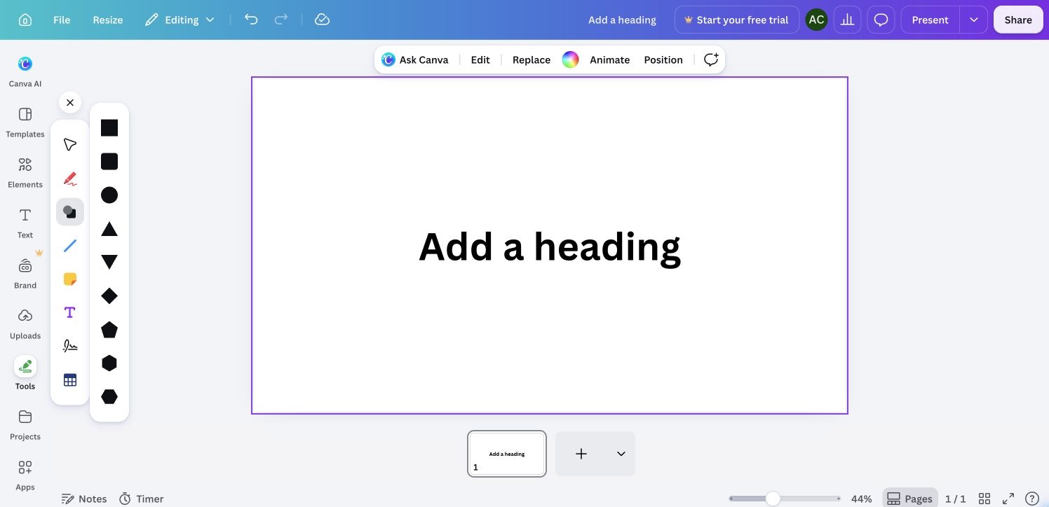 Canva — Shapes palette