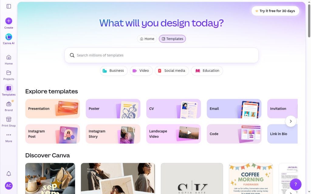 Canva — Templates home