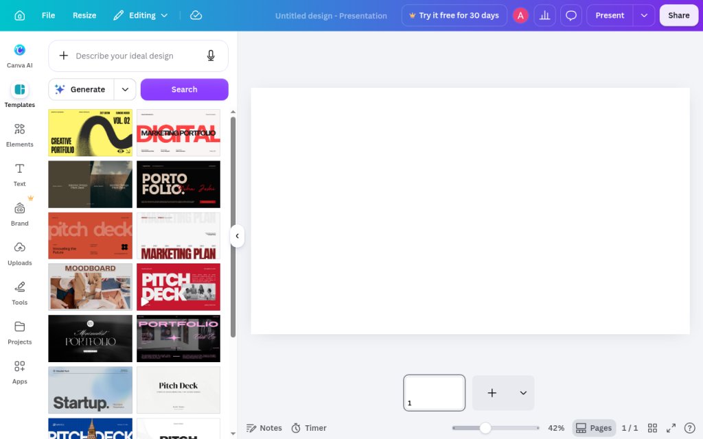Canva — New empty editor