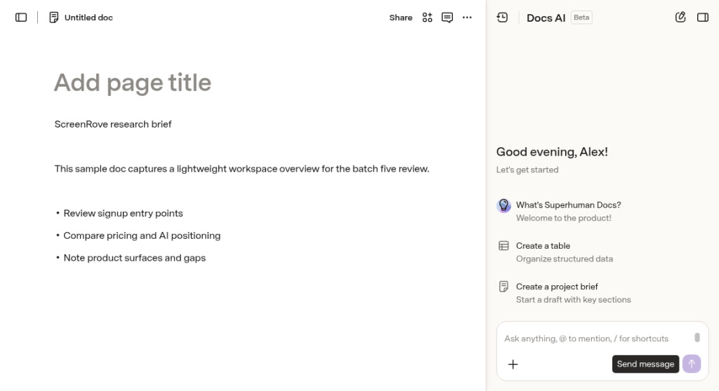 Coda Docs AI panel