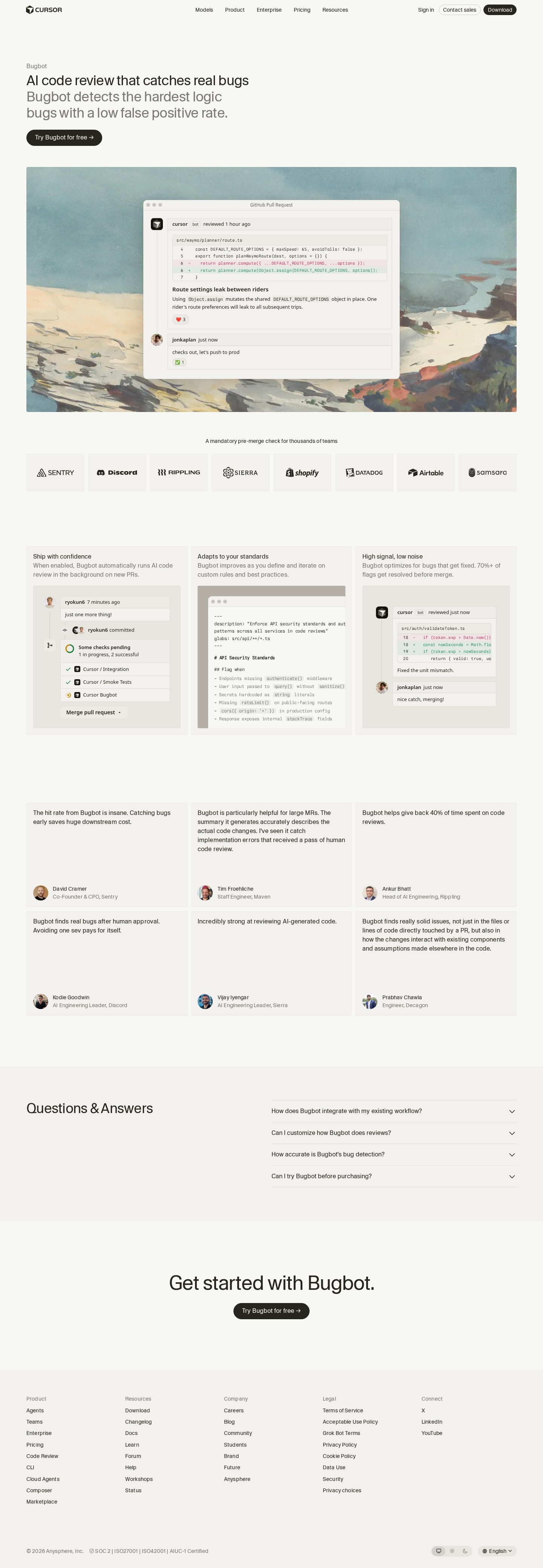 Cursor — Bugbot