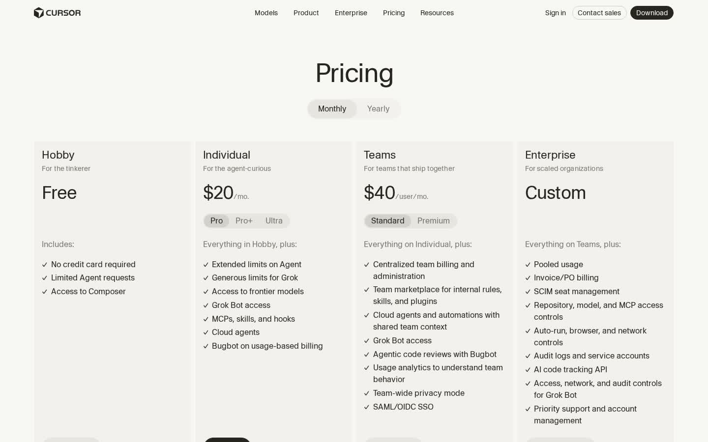 Cursor Pricing
