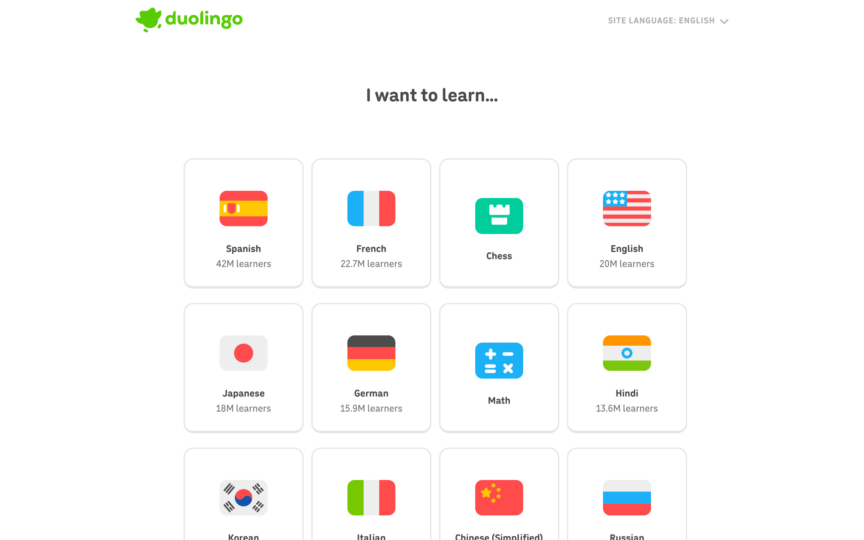 Duolingo — Course picker