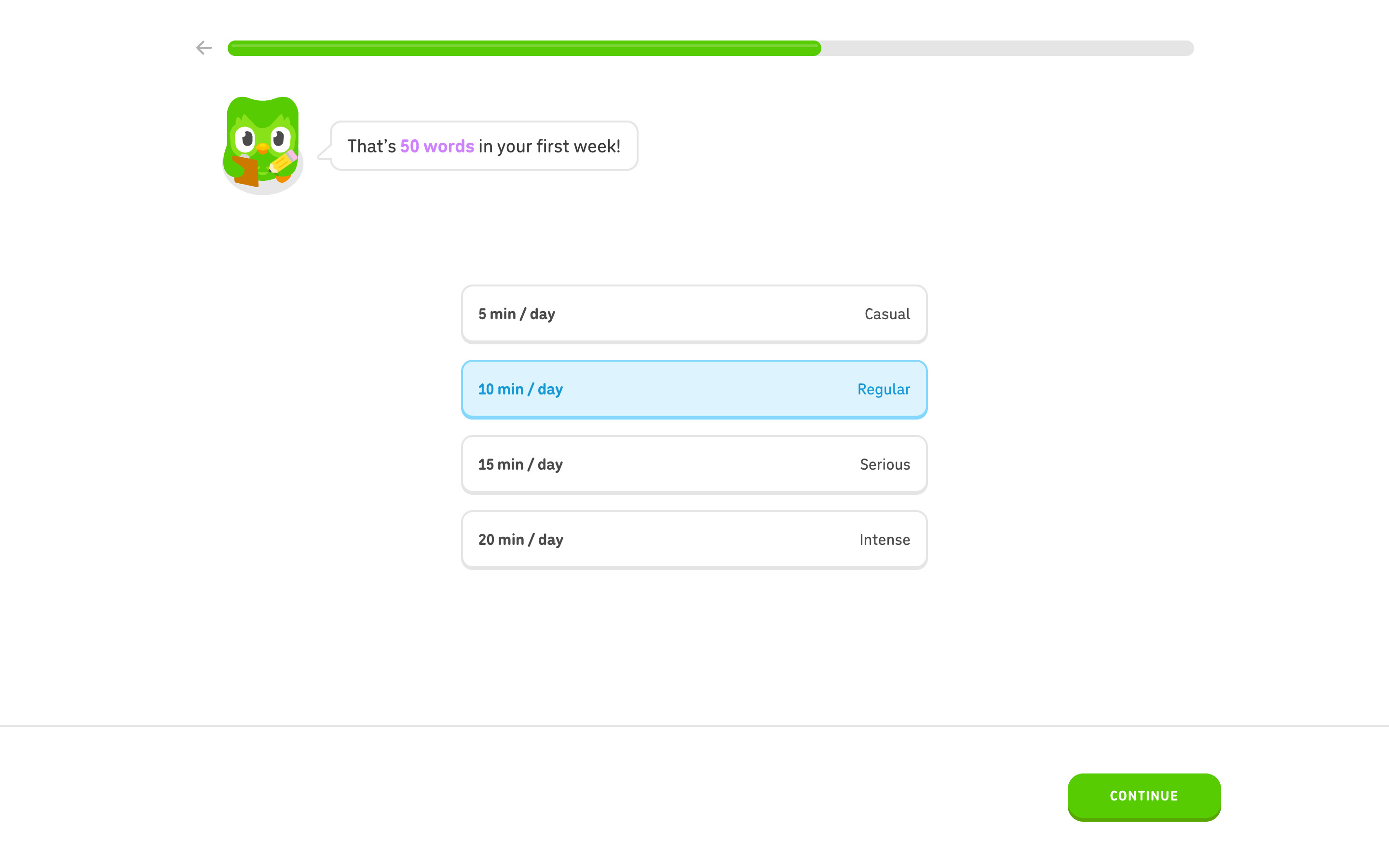 Duolingo — Daily learning goal