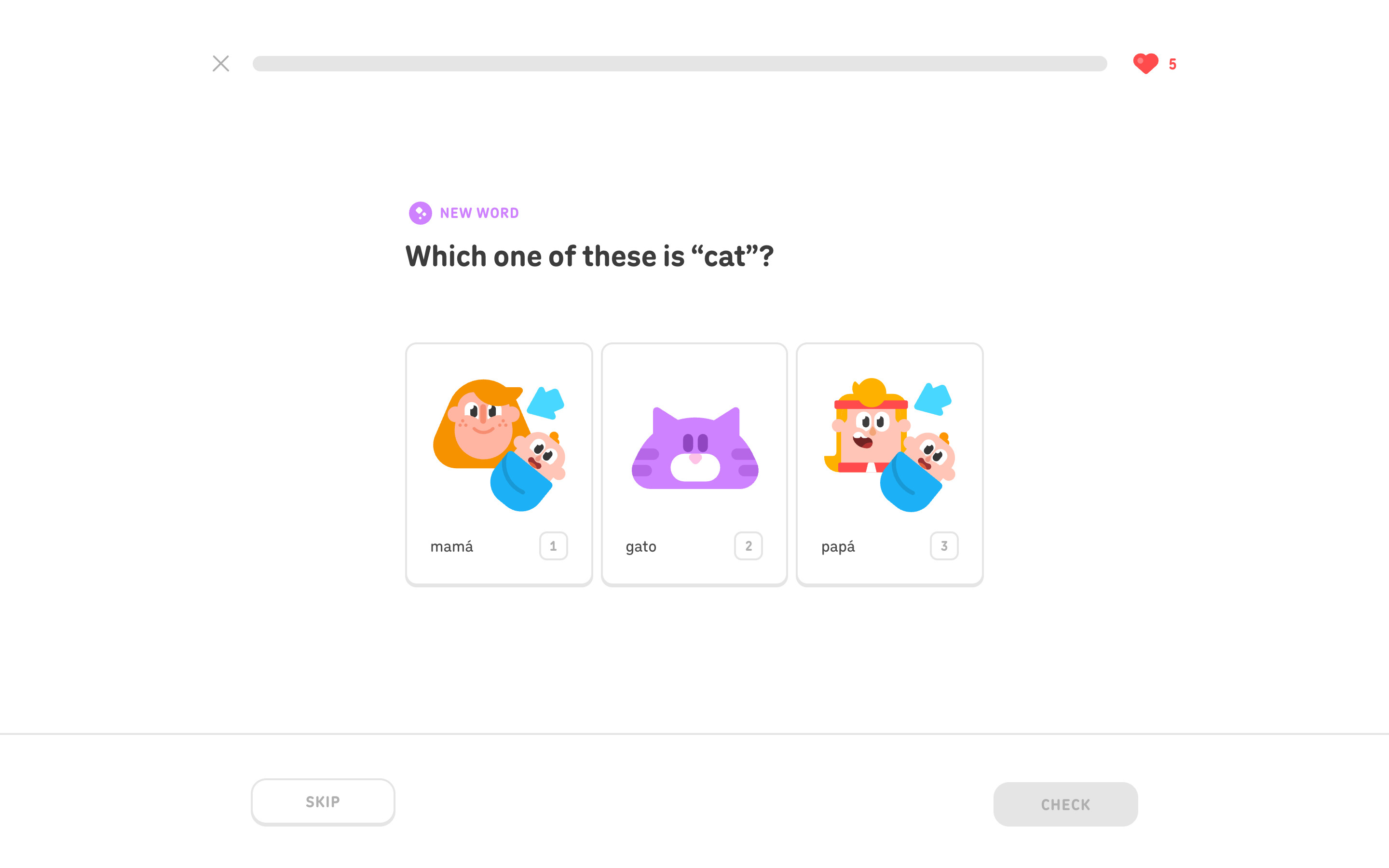 Duolingo — First lesson exercise