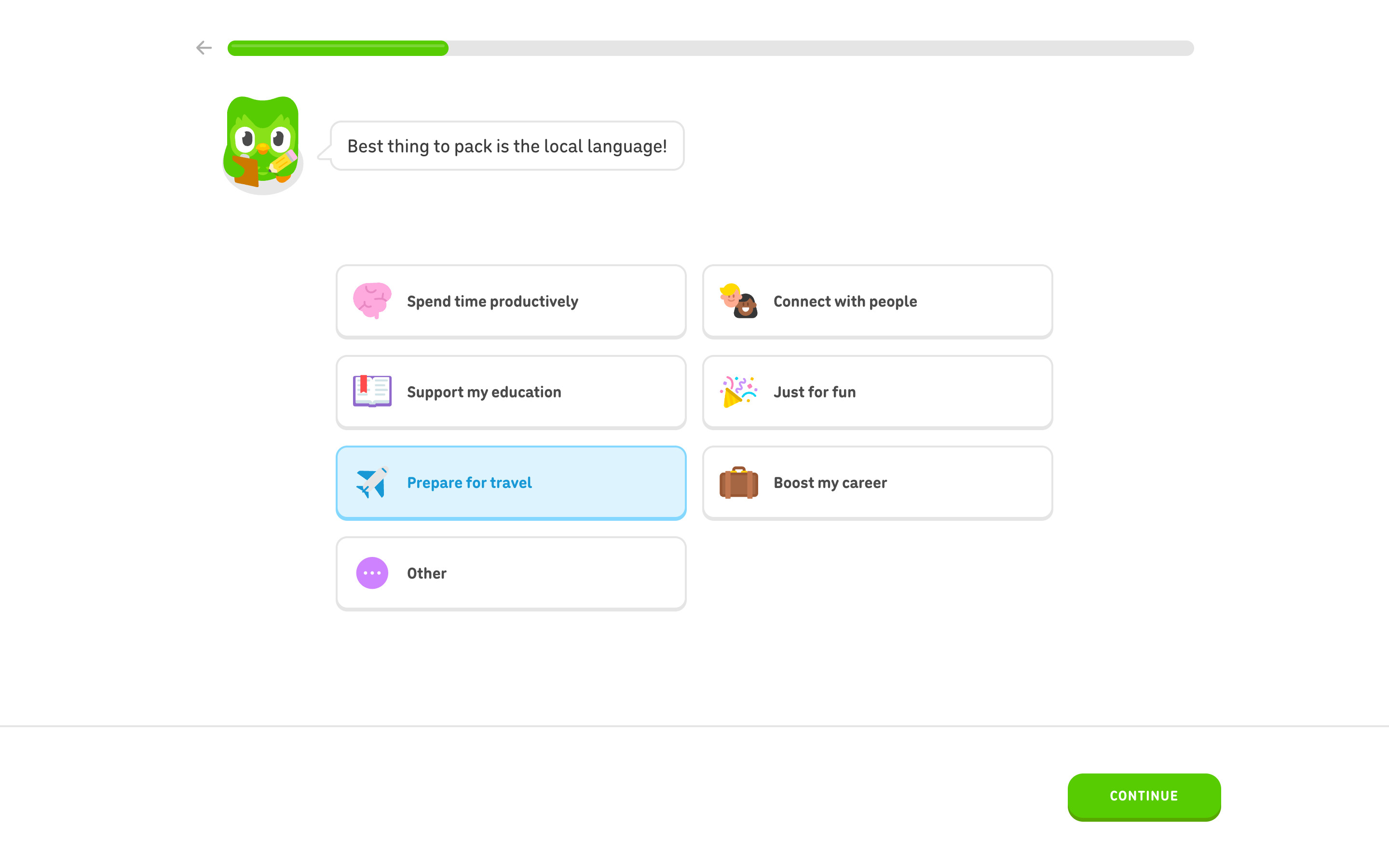 Duolingo — Why are you learning Spanish?