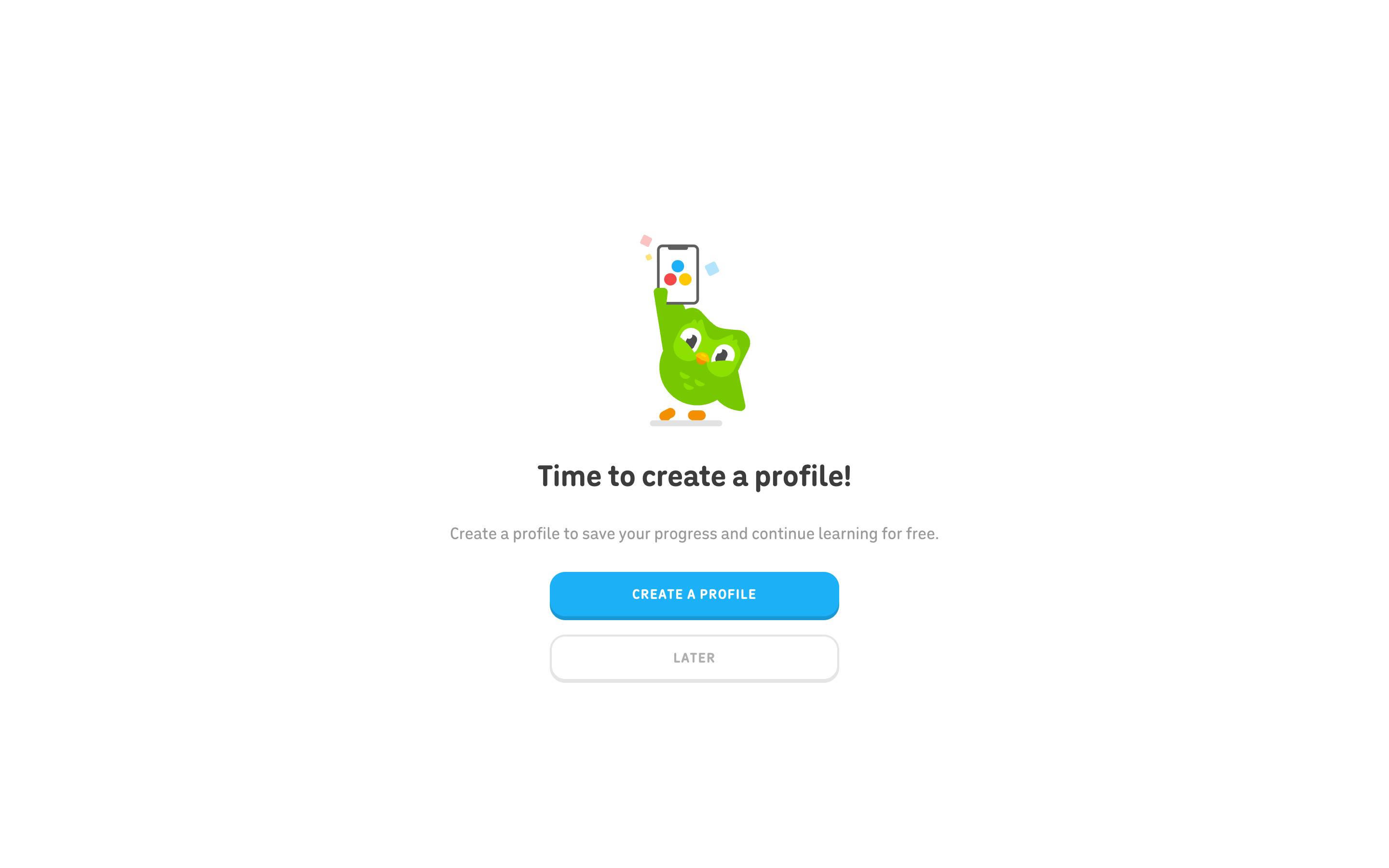 Duolingo — Time to create a profile