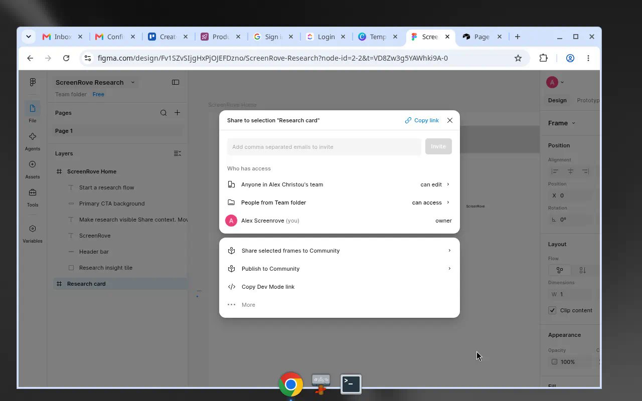 Figma Share modal