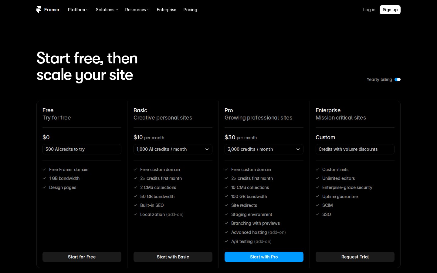 Framer Pricing
