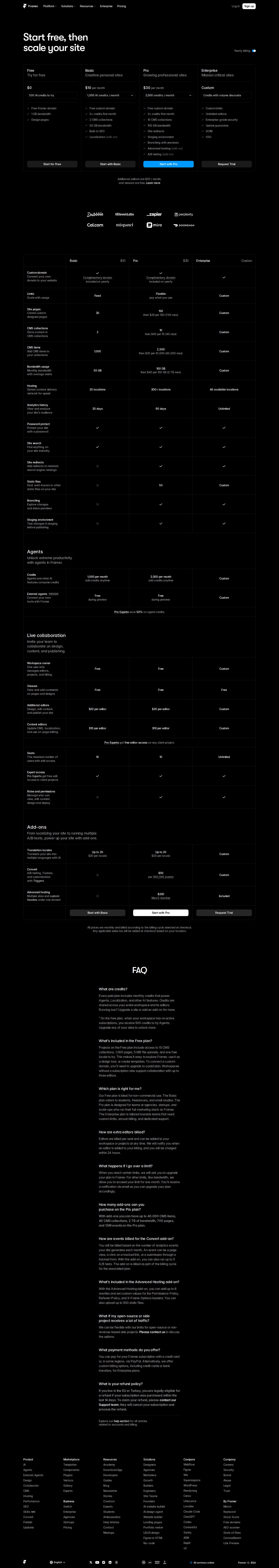Framer — Pricing