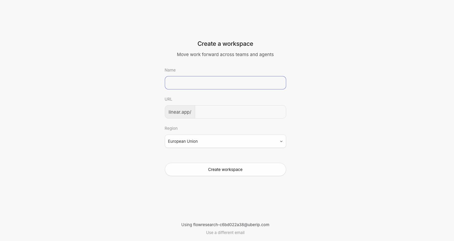 Linear — Create a workspace