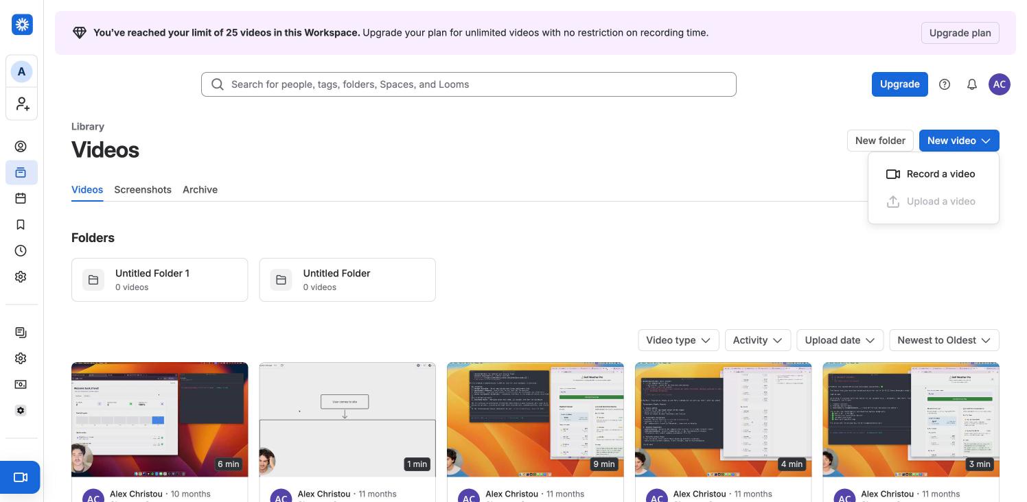 Loom — New video menu