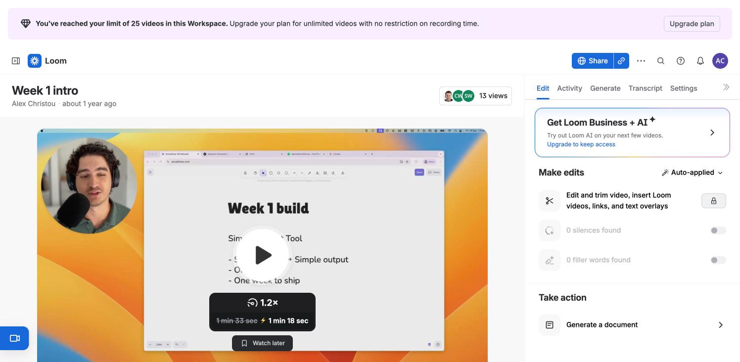Loom — Video page