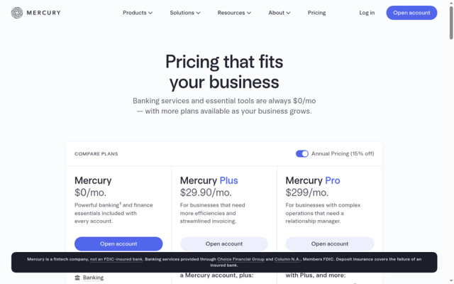 Mercury Pricing