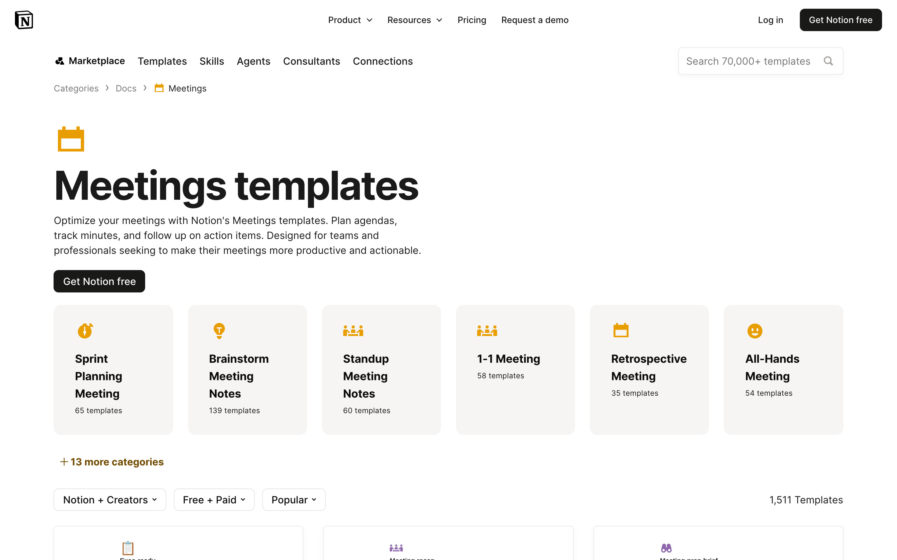 Notion — Meetings category (branch)