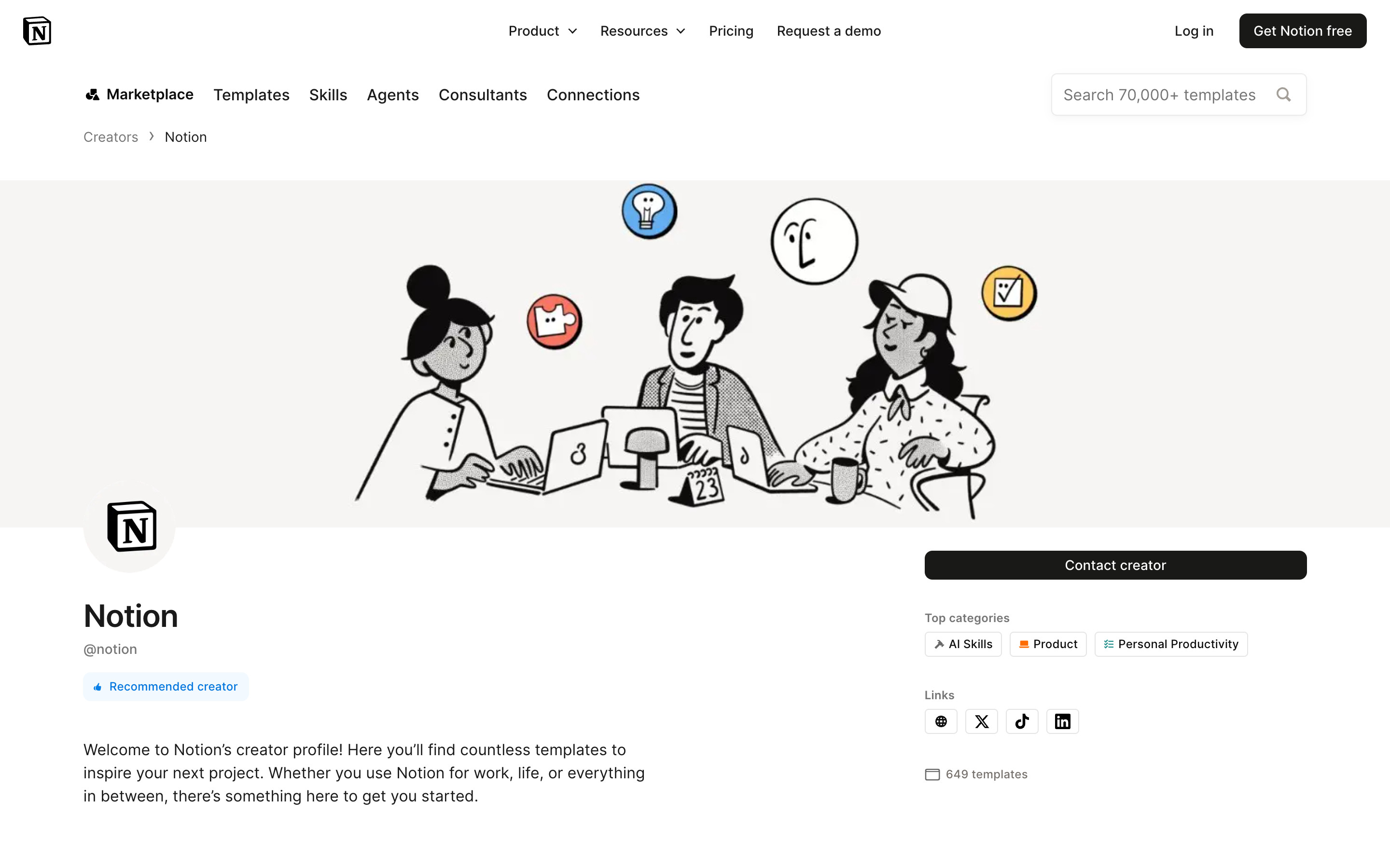 Notion — Creator profile (branch)