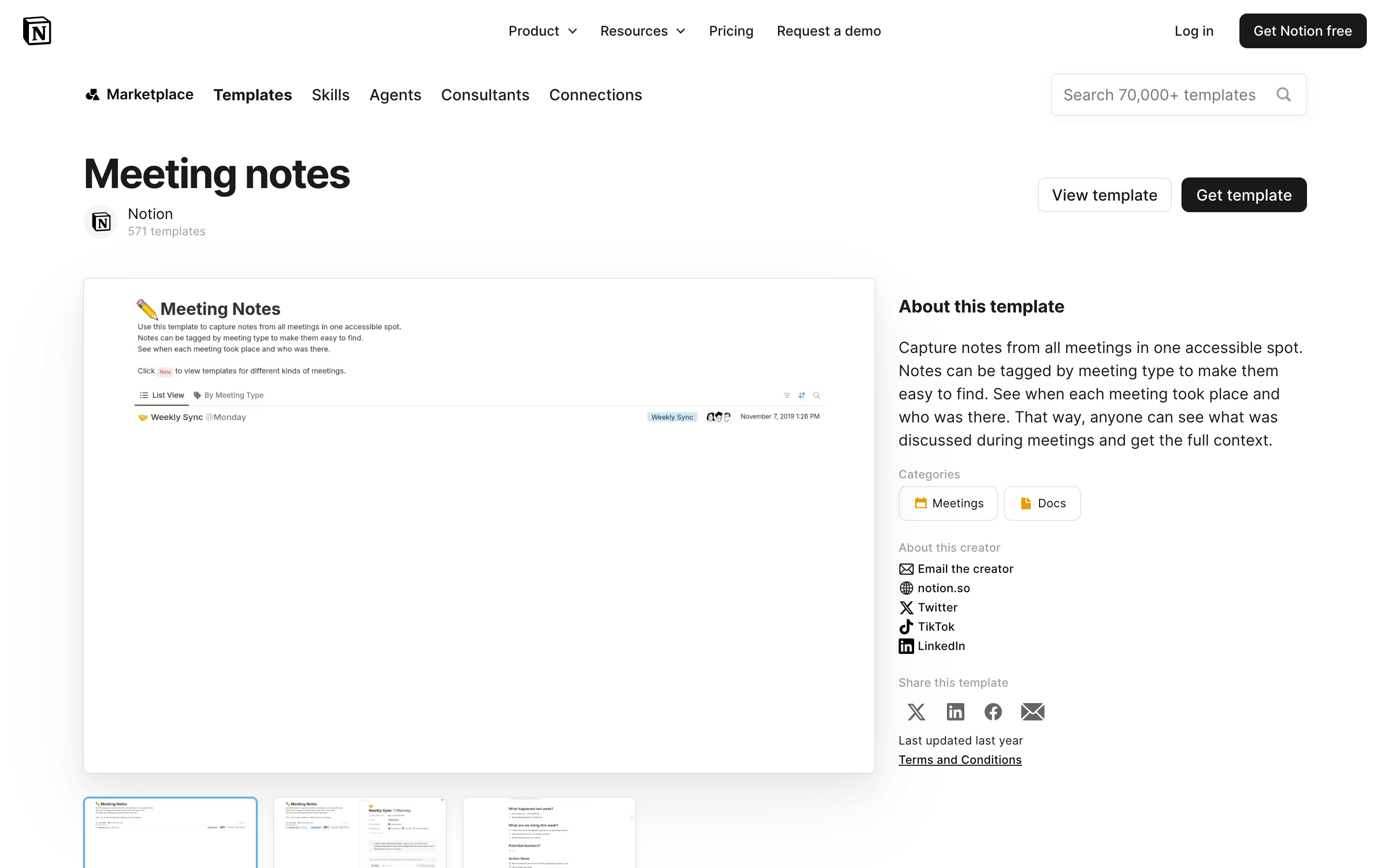 Notion — Template detail
