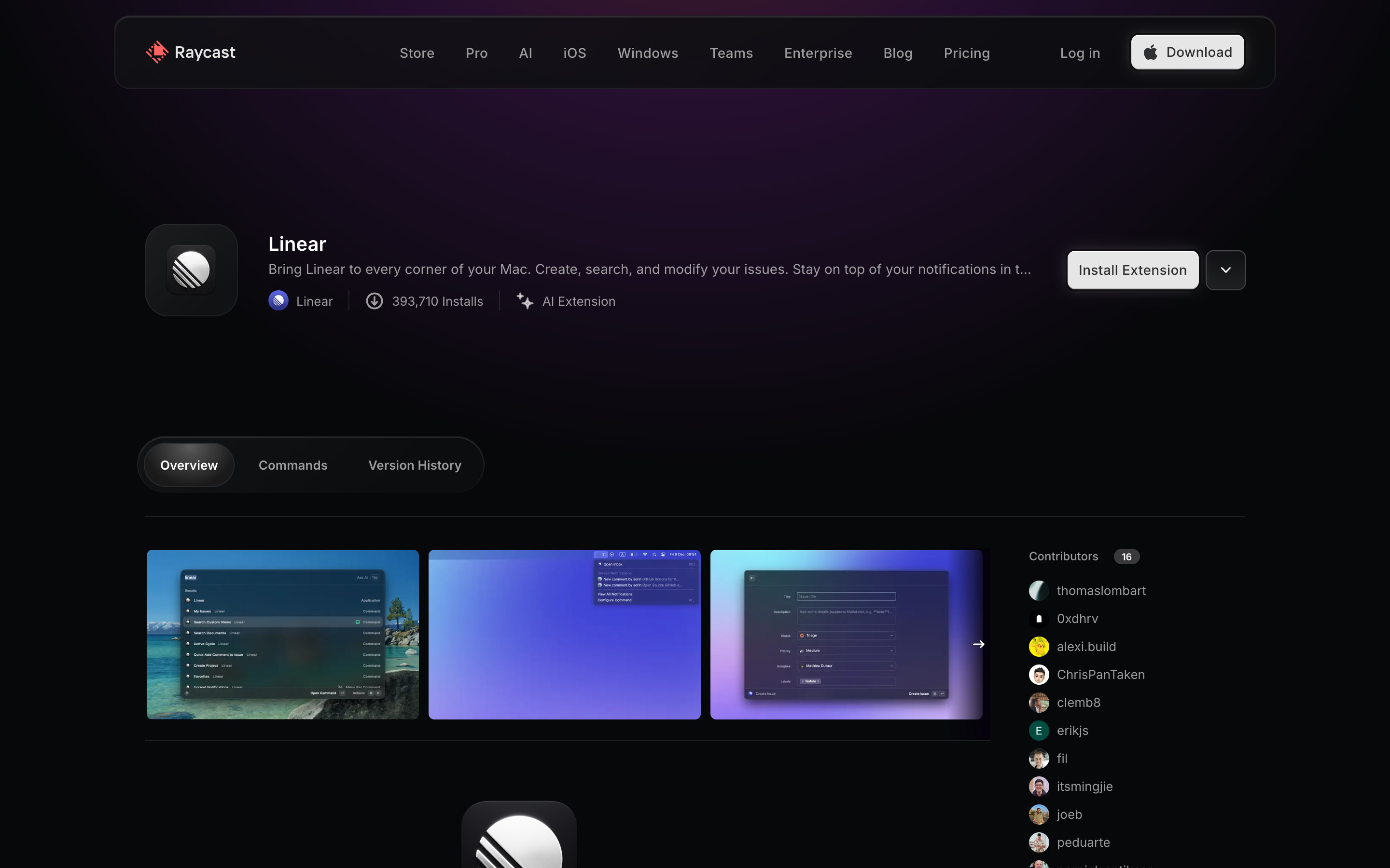 Raycast — Extension detail