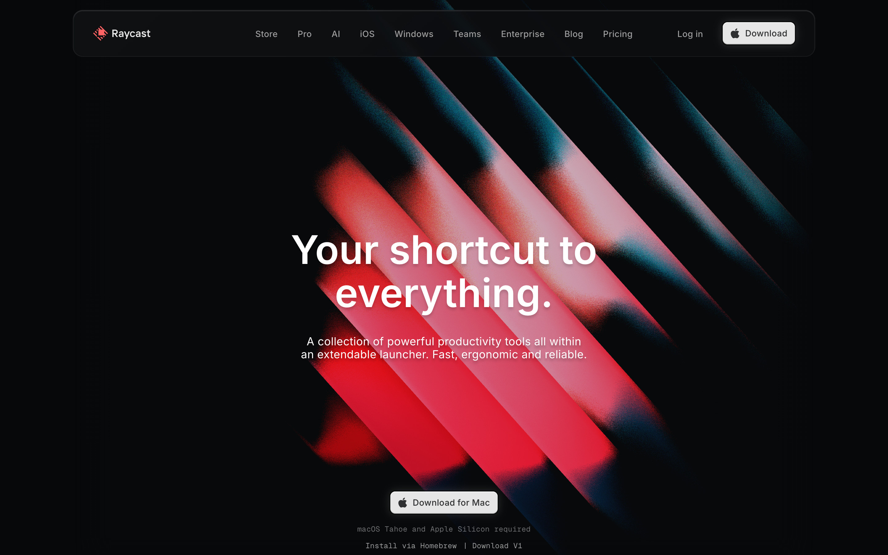 Raycast — Home, logged out