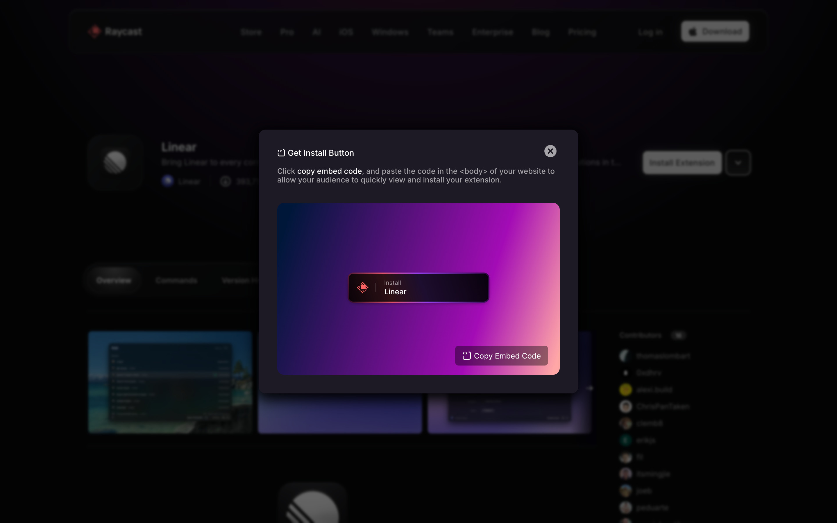 Raycast — Get Install Button dialog
