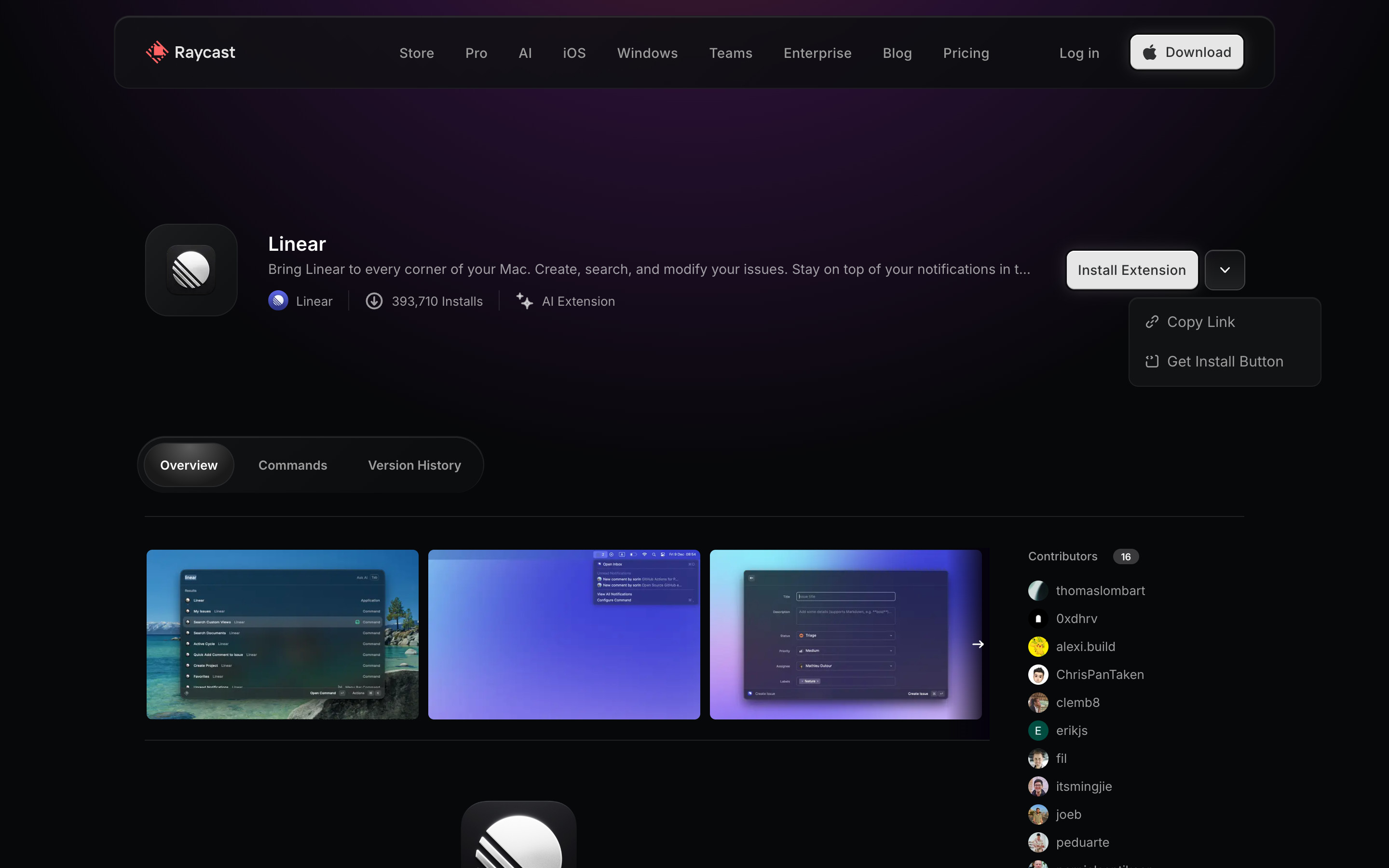 Raycast — More actions menu