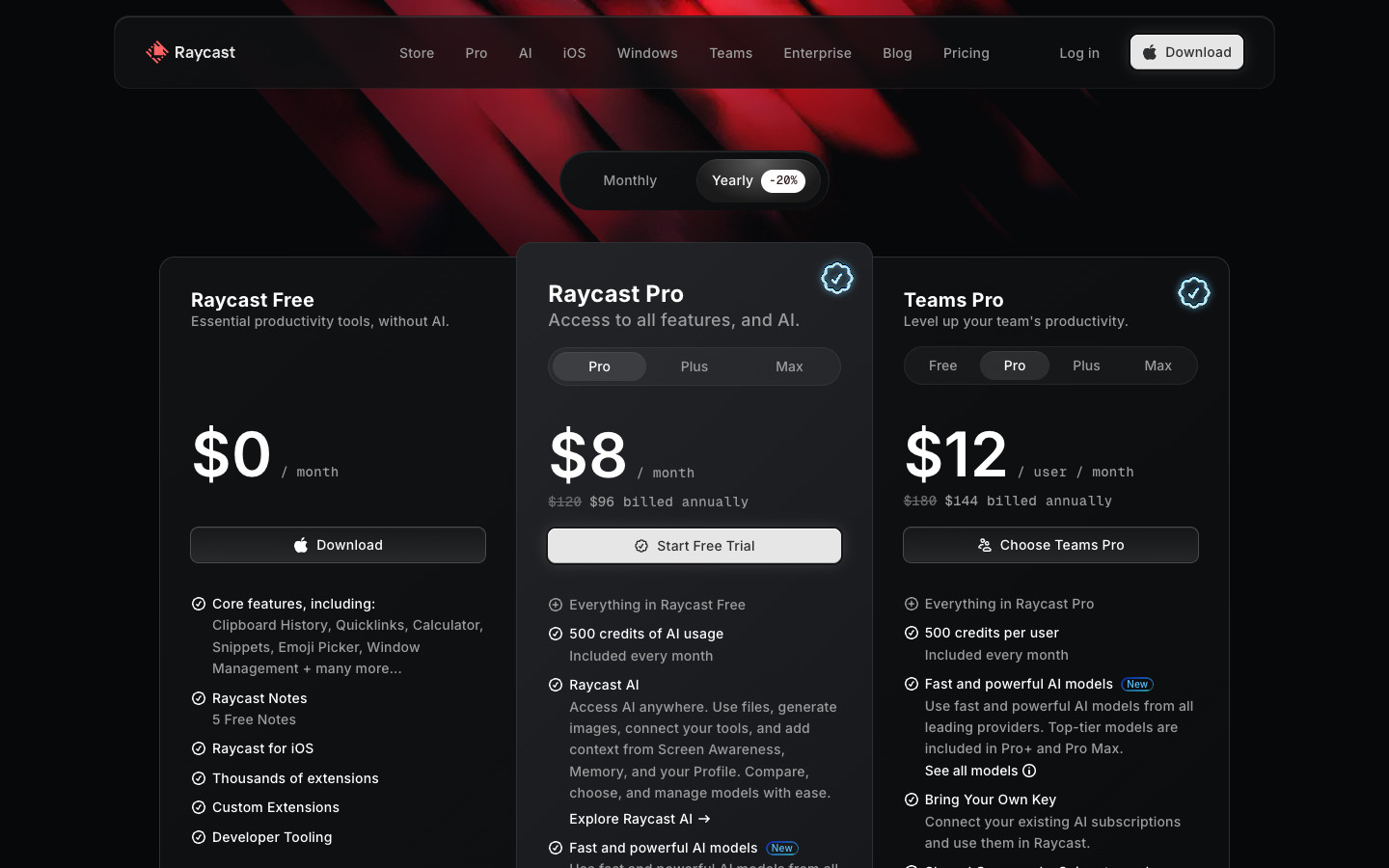 Raycast Pricing