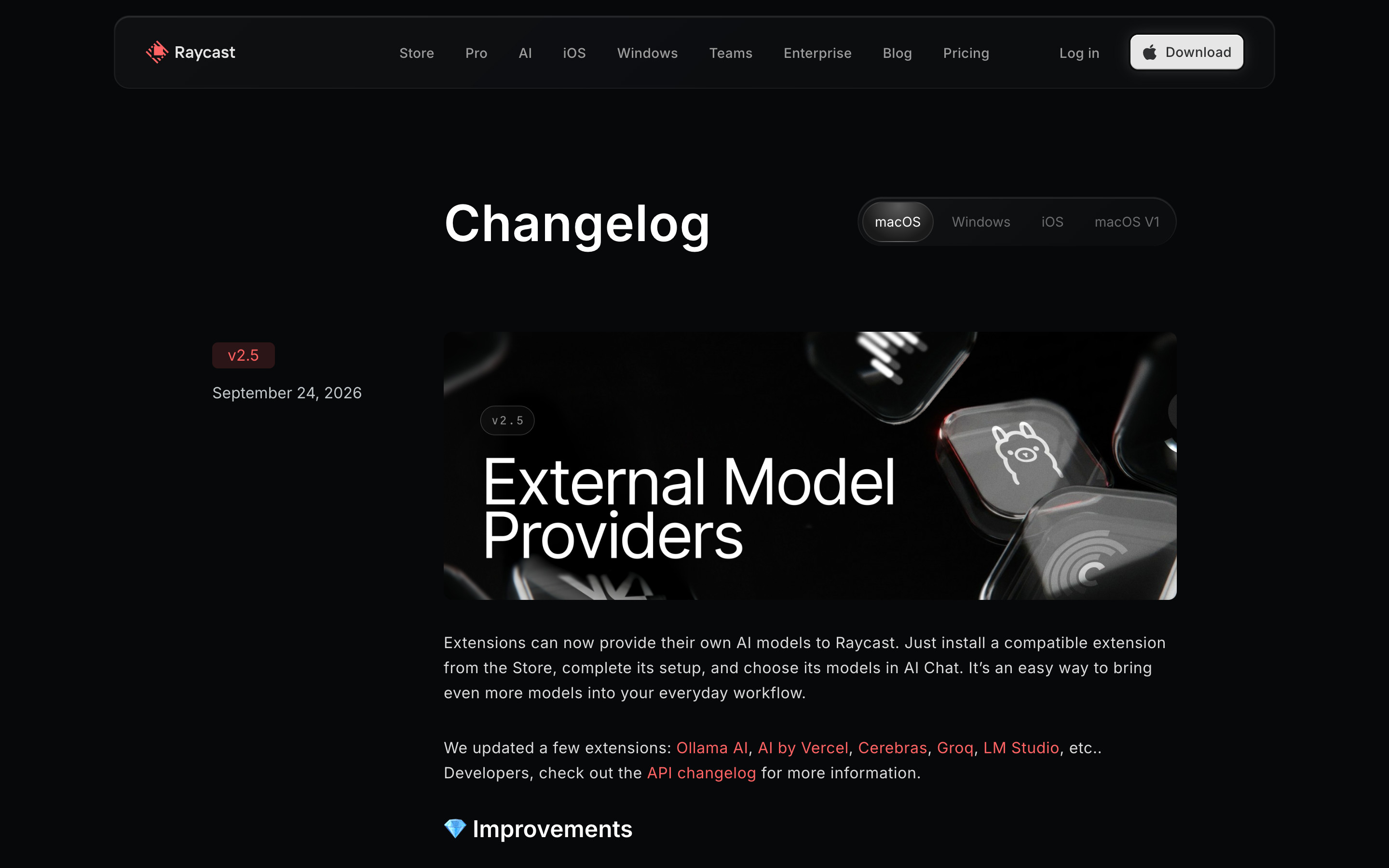 Raycast App changelog