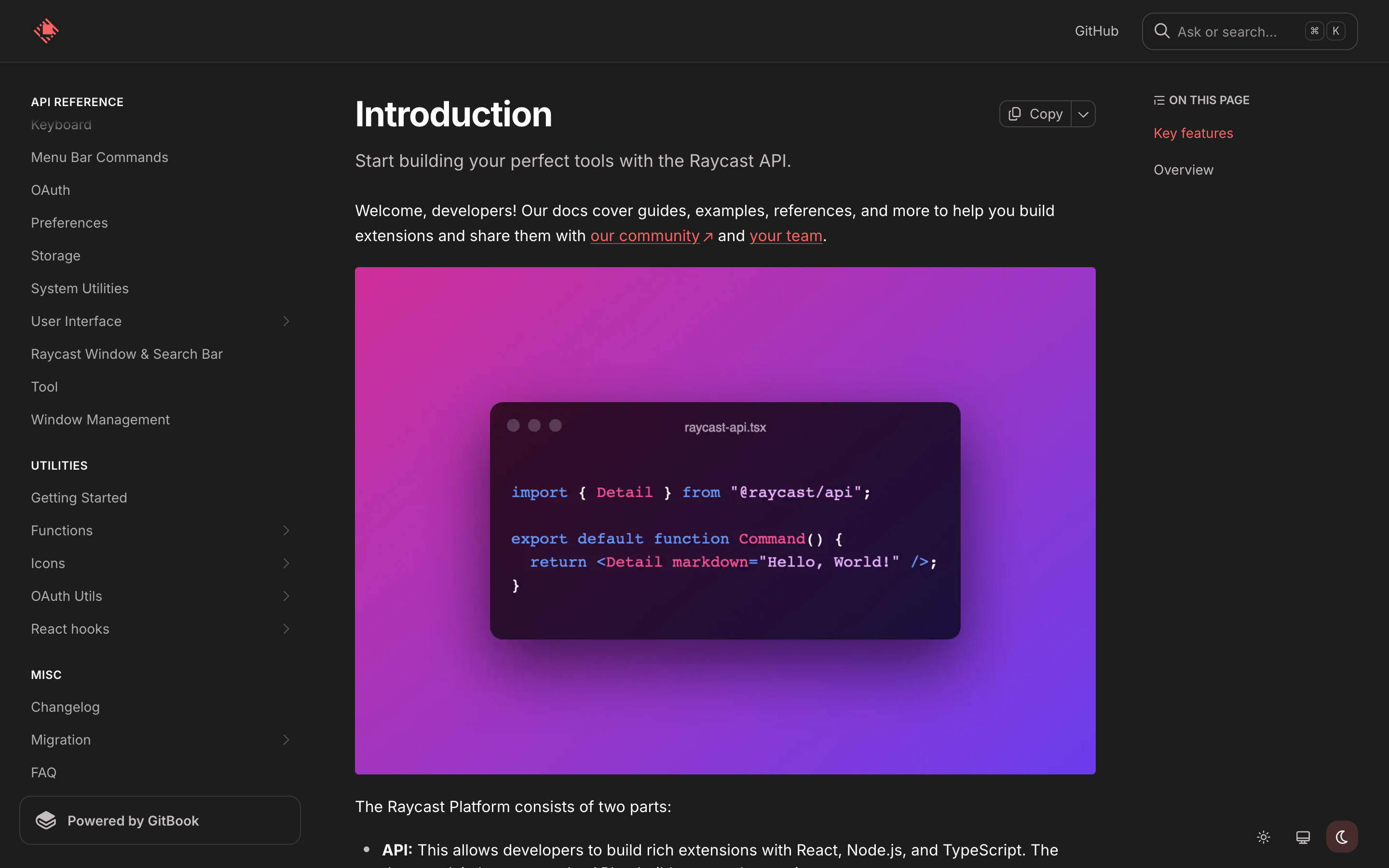 Raycast Developer docs introduction