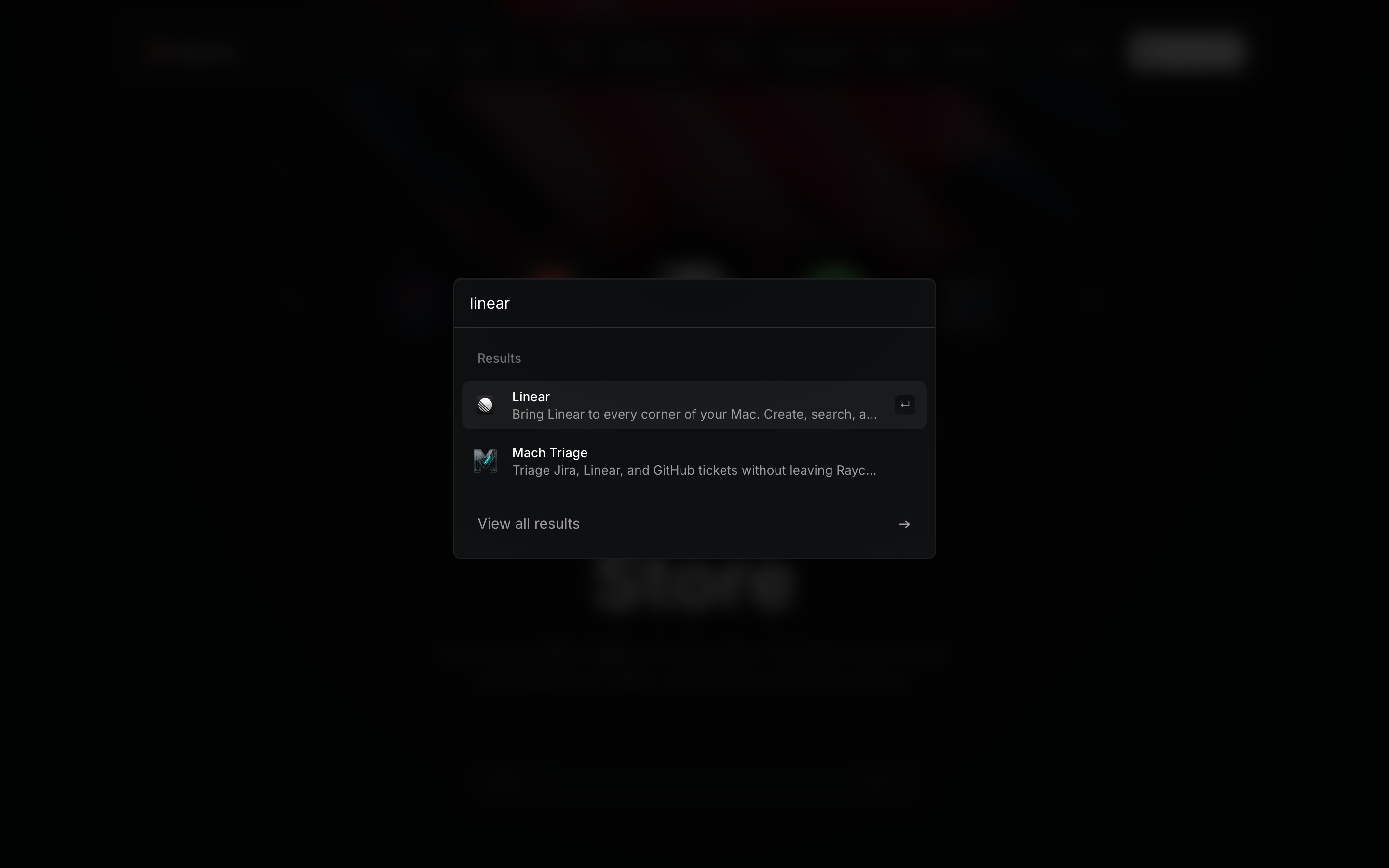 Raycast — Search results