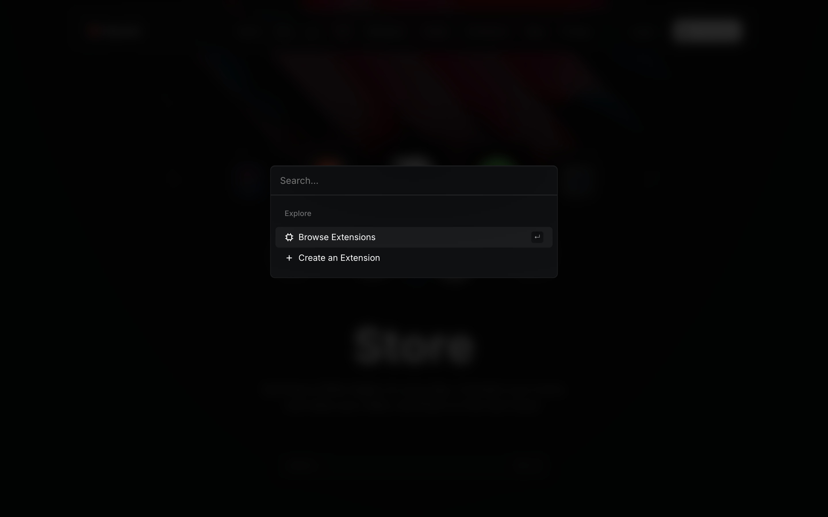 Raycast — Store search palette, empty