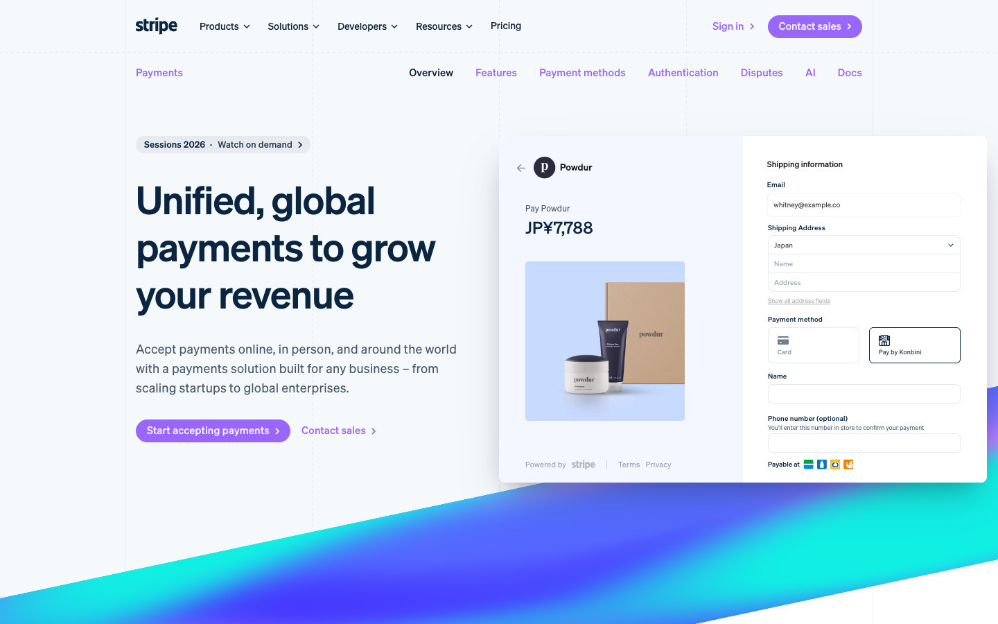 Stripe Payments product page