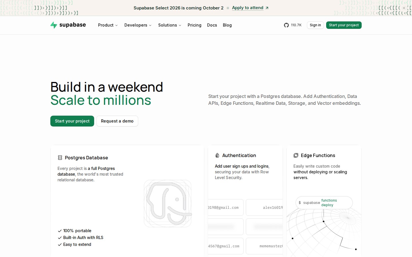 Supabase Homepage