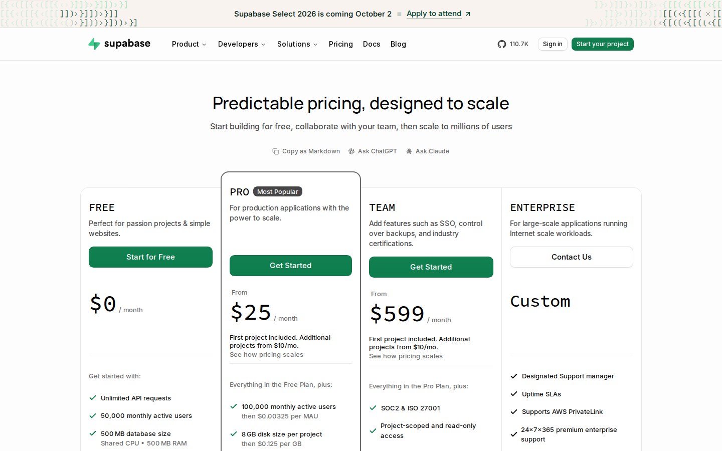 Supabase Pricing