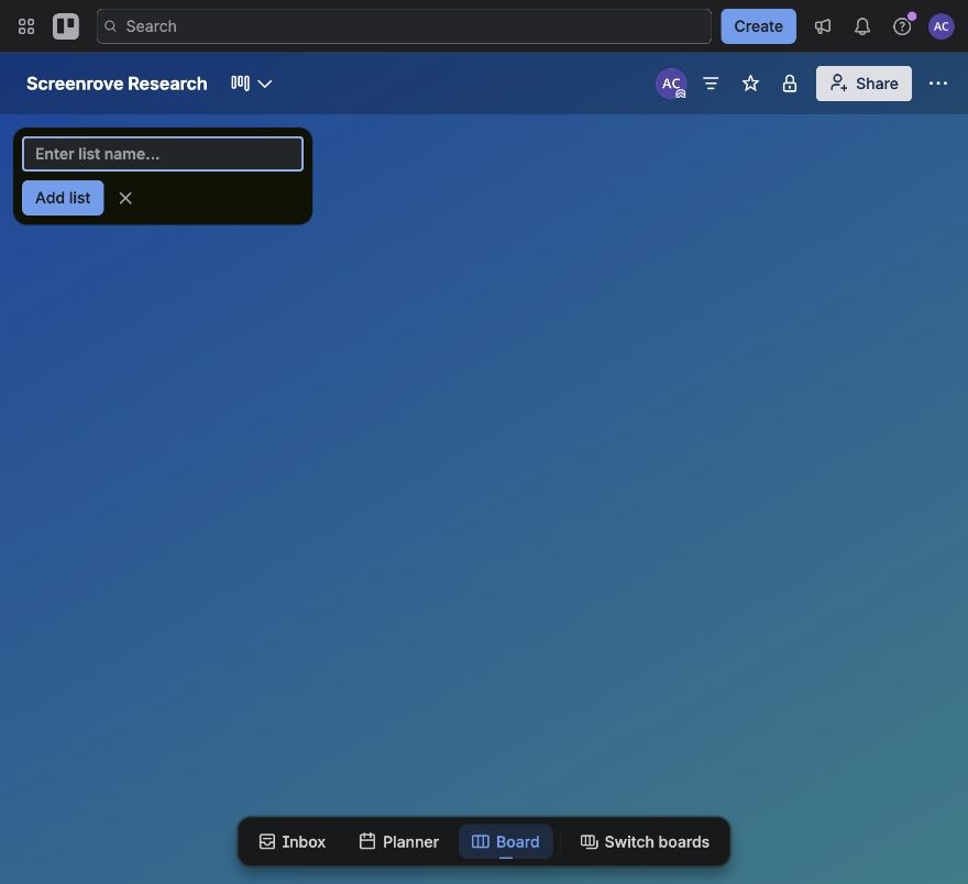 Trello Private blank board