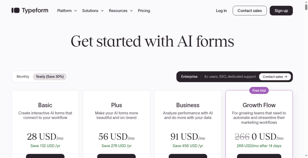 Typeform — Pricing