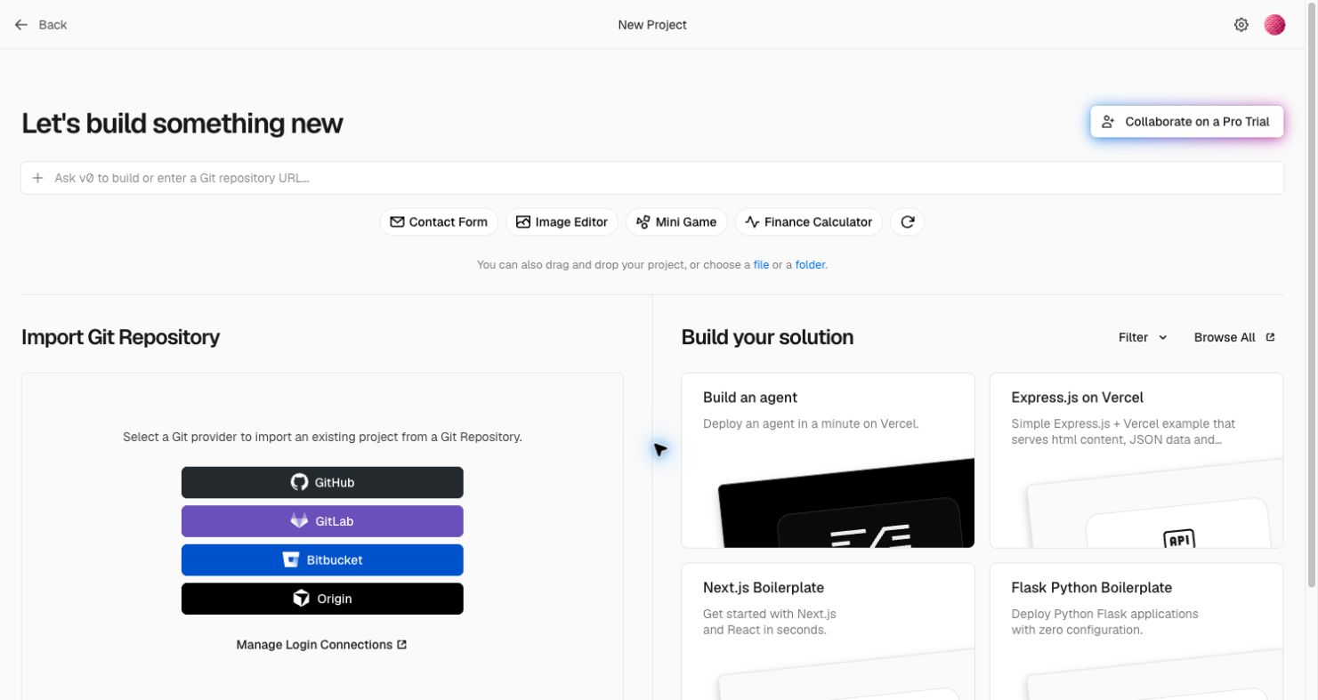 Vercel — New project